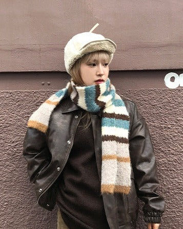 MIX WOOL STRIPE MUFFLER